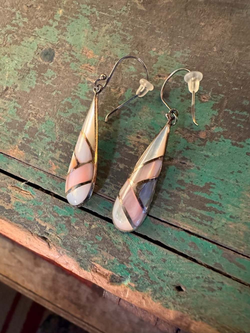 Mother of Pearl and Sterling 925 dangle earrings - Picture 2 of 5